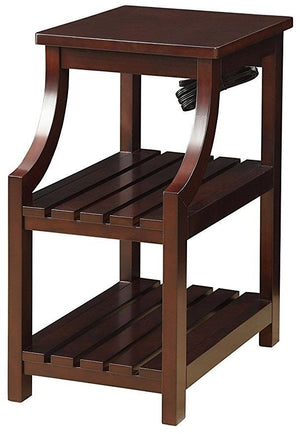 Homeroots Espresso Wooden Usb Port Storage End Table   286283