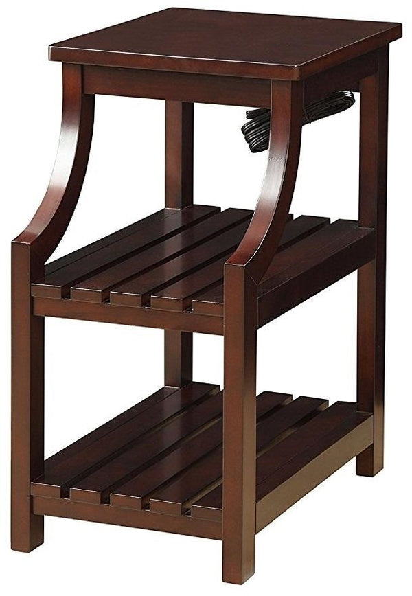 Homeroots Espresso Wooden Usb Port Storage End Table   286283