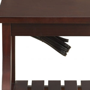 HomeRoots 24" Brown Wood End Table with USB Ports & 2 Shelves - Stylish, Compact & Versatile for Any Space 286283