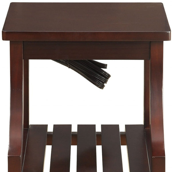 HomeRoots 24" Brown Wood End Table with USB Ports & 2 Shelves - Stylish, Compact & Versatile for Any Space 286283