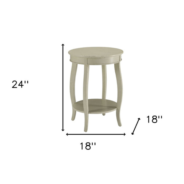 HomeRoots 24" White Solid Wood Round End Table with Shelf - Timeless Design for Stylish Living Spaces Antique White 286288