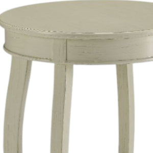 HomeRoots 24" White Solid Wood Round End Table with Shelf - Timeless Design for Stylish Living Spaces Antique White 286288