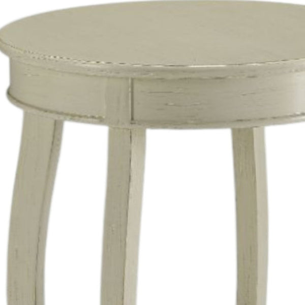 HomeRoots 24" White Solid Wood Round End Table with Shelf - Timeless Design for Stylish Living Spaces Antique White 286288