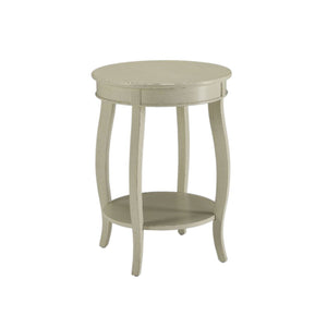 HomeRoots 24" White Solid Wood Round End Table with Shelf - Timeless Design for Stylish Living Spaces Antique White 286288