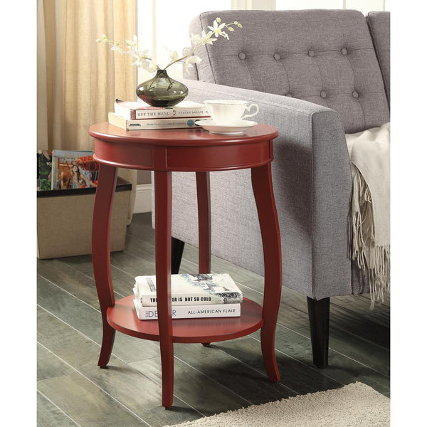 Homeroots Pop Of Color Red Finish Side Table Red  286289