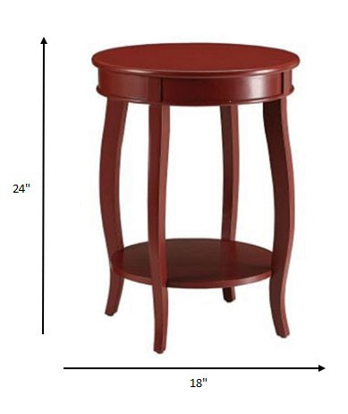 Homeroots Pop Of Color Red Finish Side Table Red  286289