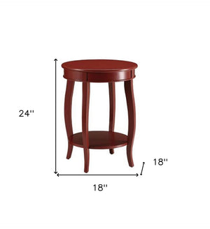HomeRoots 24" White Solid Wood Round End Table with Shelf - Timeless Design for Stylish Living Spaces Red 286289
