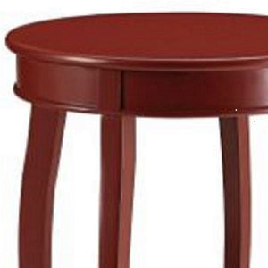 HomeRoots 24" White Solid Wood Round End Table with Shelf - Timeless Design for Stylish Living Spaces Red 286289