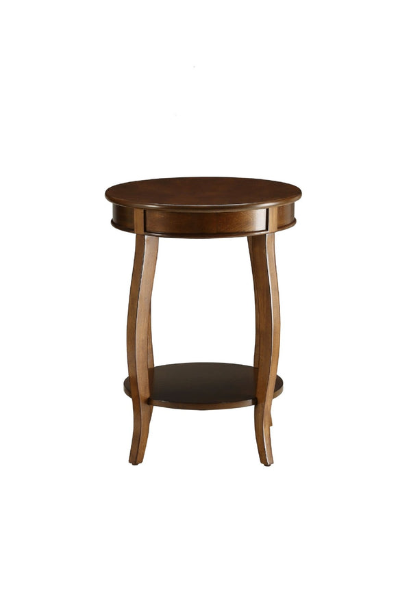 HomeRoots 24" Brown Solid Wood Round End Table with Lower Shelf for Stylish Storage and Versatile Use 286290