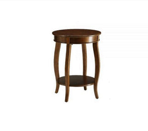 HomeRoots 24" Brown Solid Wood Round End Table with Lower Shelf for Stylish Storage and Versatile Use 286290
