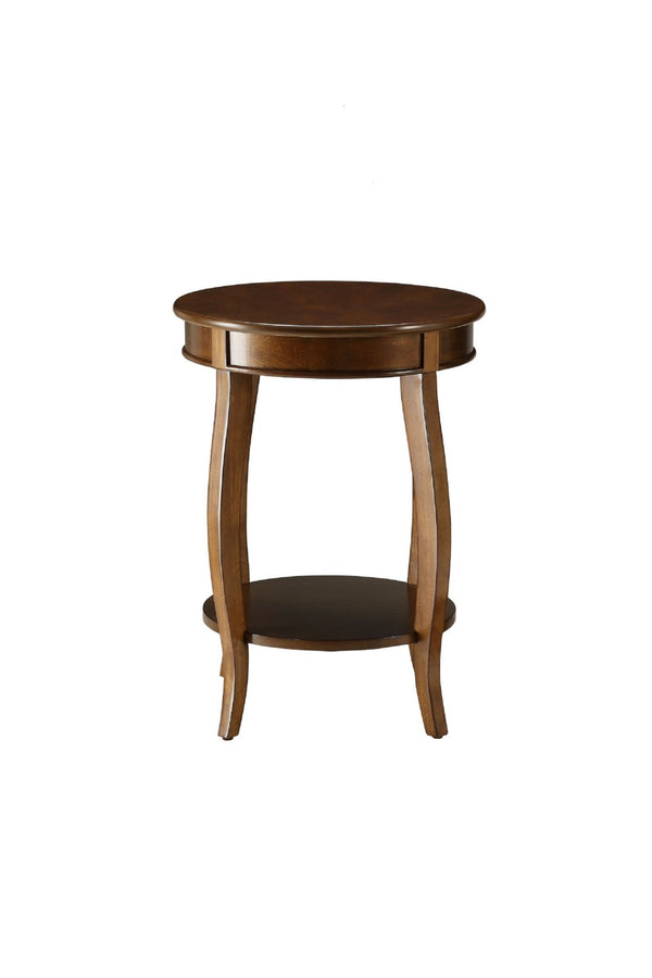 HomeRoots 24" Brown Solid Wood Round End Table with Lower Shelf for Stylish Storage and Versatile Use 286290