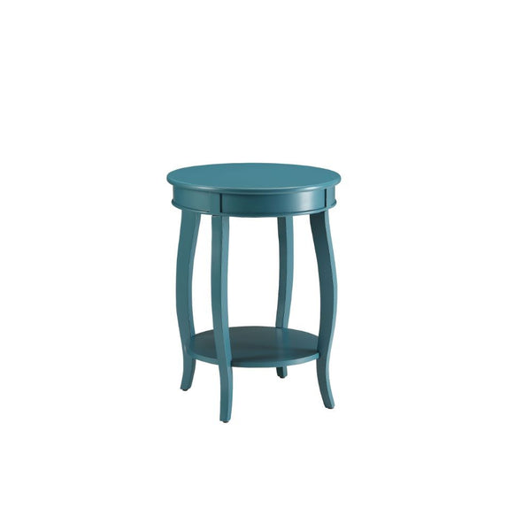 Homeroots 24" Teal Blue Solid Wood Round End Table With Shelf Teal  286291