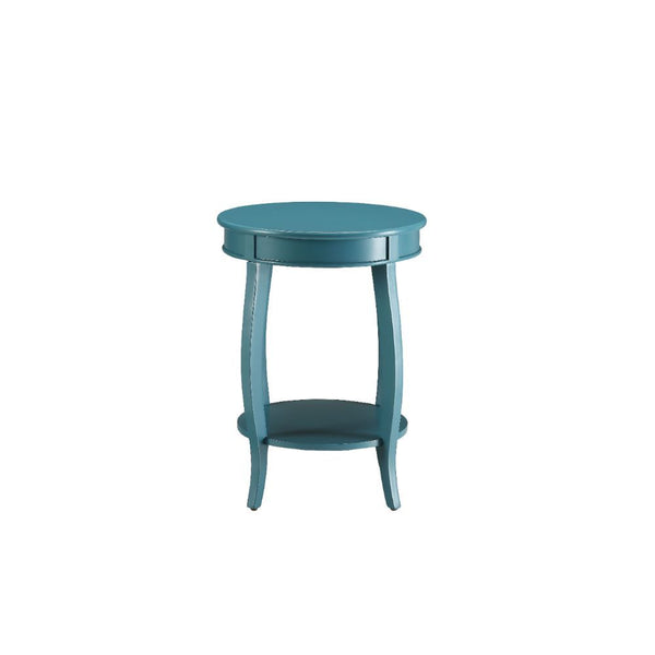 Homeroots 24" Teal Blue Solid Wood Round End Table With Shelf Teal  286291