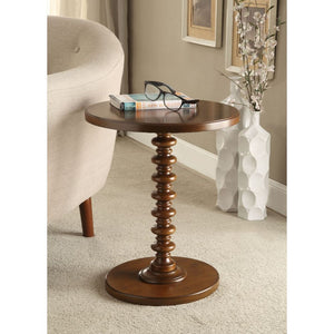 Homeroots 22" Brown Solid Wood Round Pedestal End Table Walnut  286292