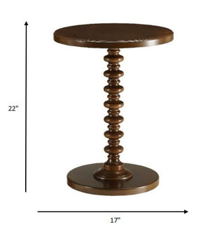 Homeroots 22" Brown Solid Wood Round Pedestal End Table Walnut  286292