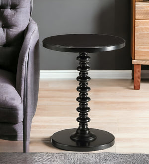 Homeroots 22" Black Solid Wood Round End Table Black  286293