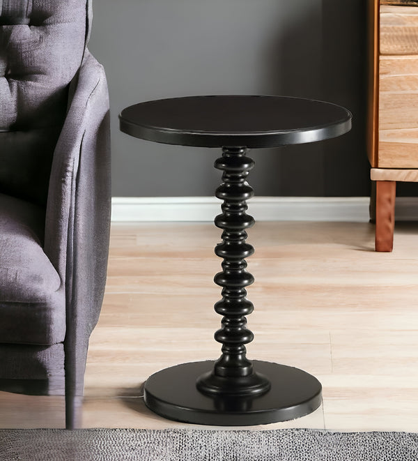 Homeroots 22" Black Solid Wood Round End Table Black  286293