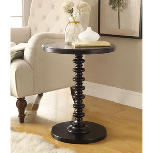 Homeroots 22" Black Solid Wood Round End Table Black  286293