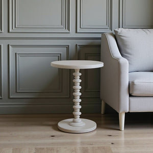 HomeRoots 22" Vintage-Inspired Curvy Pedestal End Table – Chic Accent Piece for Living Rooms and Bedrooms White 286294