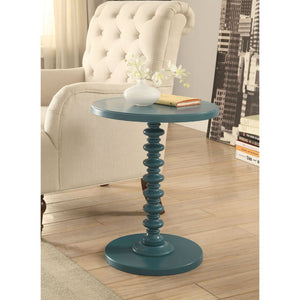 Homeroots Fun Teal Wood Pedestal End Table Teal  286295