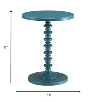 Homeroots Fun Teal Wood Pedestal End Table Teal  286295