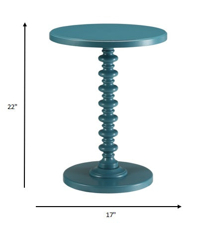 Homeroots Fun Teal Wood Pedestal End Table Teal  286295