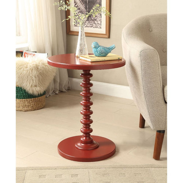 Homeroots 22" Red Solid Wood Round End Table Red  286296