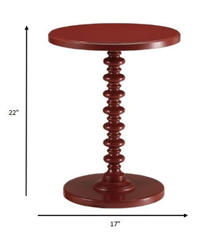 Homeroots 22" Red Solid Wood Round End Table Red  286296