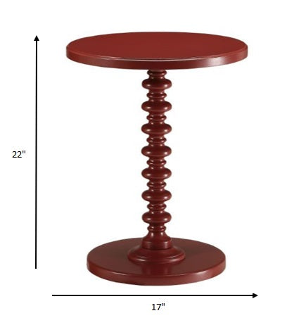 Homeroots 22" Red Solid Wood Round End Table Red  286296