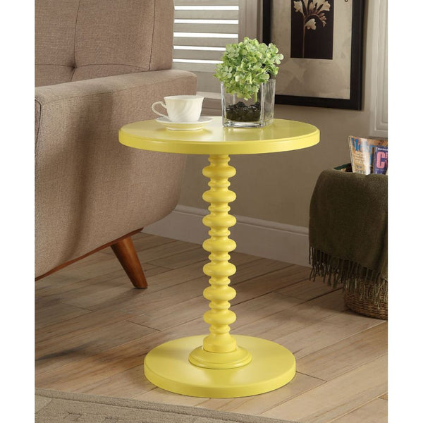 Homeroots 22" Yellow Solid Wood Round End Table Yellow  286297