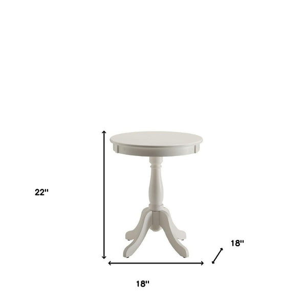 HomeRoots 22" Round Pedestal End Table – Timeless Cottage Charm for Living Rooms, Bedrooms, and More! White 286298