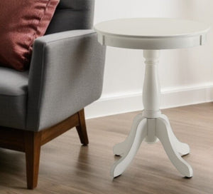 HomeRoots 22" Round Pedestal End Table – Timeless Cottage Charm for Living Rooms, Bedrooms, and More! White 286298
