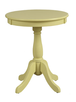 HomeRoots 22" Light Yellow Round Pedestal End Table – Chic Cottage Style for Any Room, Versatile & Durable Design 286299