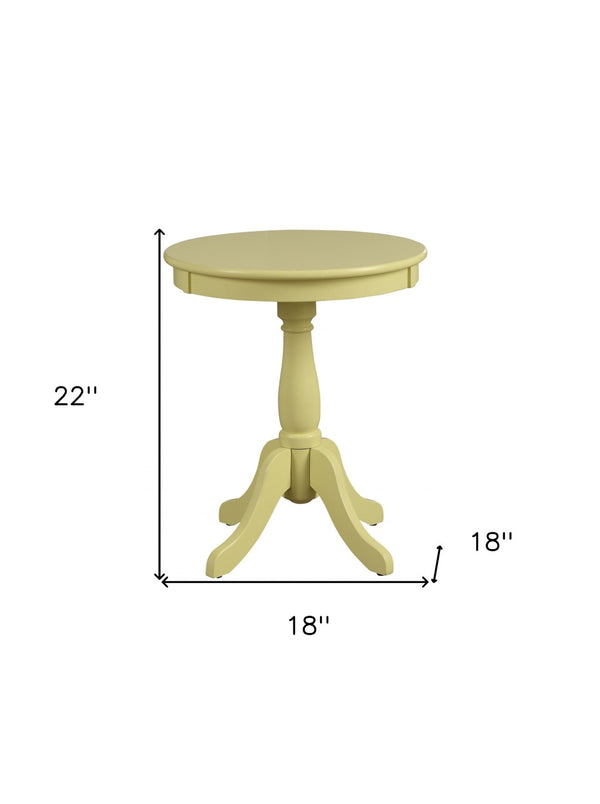 HomeRoots 22" Light Yellow Round Pedestal End Table – Chic Cottage Style for Any Room, Versatile & Durable Design 286299
