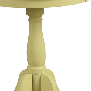 HomeRoots 22" Light Yellow Round Pedestal End Table – Chic Cottage Style for Any Room, Versatile & Durable Design 286299