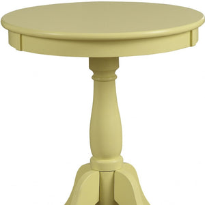 HomeRoots 22" Light Yellow Round Pedestal End Table – Chic Cottage Style for Any Room, Versatile & Durable Design 286299