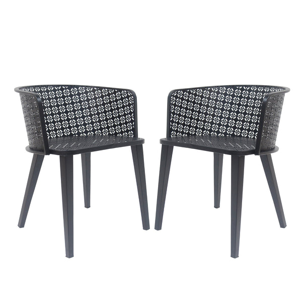 English Elm Christopher Knight Home® - Milan Outdoor Dining Chair Set of 2 — Rust-Resistant Iron Patio Chairs with Durable Weatherproof Design Black N775P229940B