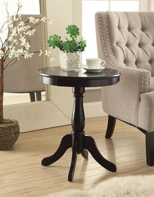 HomeRoots 22" Round Pedestal End Table – Timeless Cottage Charm for Living Rooms, Bedrooms, and More! Black 286300