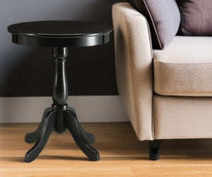 HomeRoots 22" Round Pedestal End Table – Timeless Cottage Charm for Living Rooms, Bedrooms, and More! Black 286300