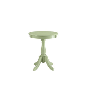 HomeRoots 22" Round Pedestal End Table – Timeless Cottage Charm for Living Rooms, Bedrooms, and More! Light Green 286301