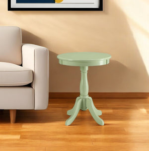 HomeRoots 22" Round Pedestal End Table – Timeless Cottage Charm for Living Rooms, Bedrooms, and More! Light Green 286301