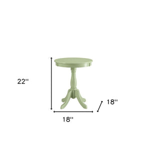 HomeRoots 22" Round Pedestal End Table – Timeless Cottage Charm for Living Rooms, Bedrooms, and More! Light Green 286301