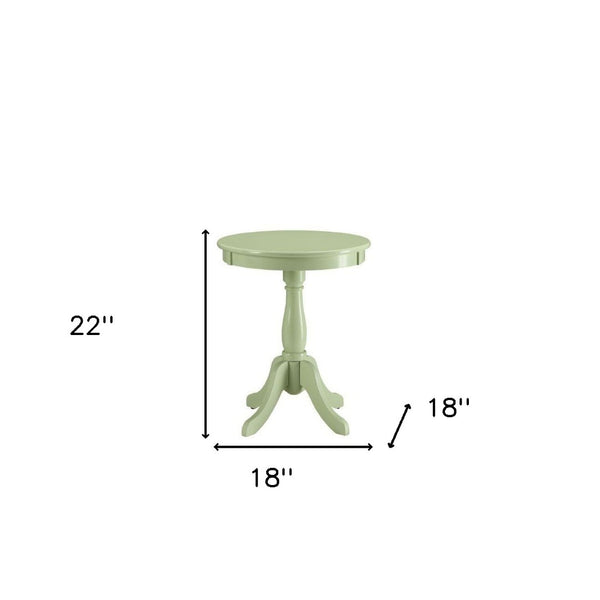 HomeRoots 22" Round Pedestal End Table – Timeless Cottage Charm for Living Rooms, Bedrooms, and More! Light Green 286301
