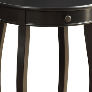 HomeRoots 24" Round Wood End Table with Drawer & Shelf - Timeless Charm for Living Room, Bedroom & Foyer Black 286302