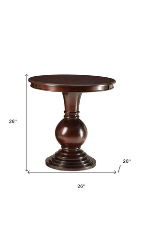 HomeRoots 26" Solid Wood Round Pedestal End Table - Classic Brown Accent for Living Rooms, Bedrooms & More! 286304