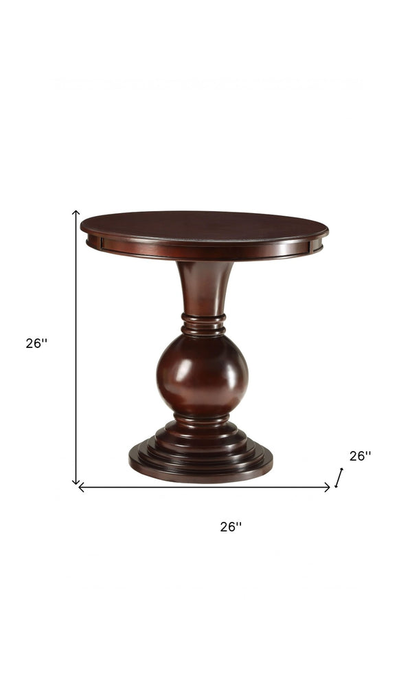 HomeRoots 26" Solid Wood Round Pedestal End Table - Classic Brown Accent for Living Rooms, Bedrooms & More! 286304