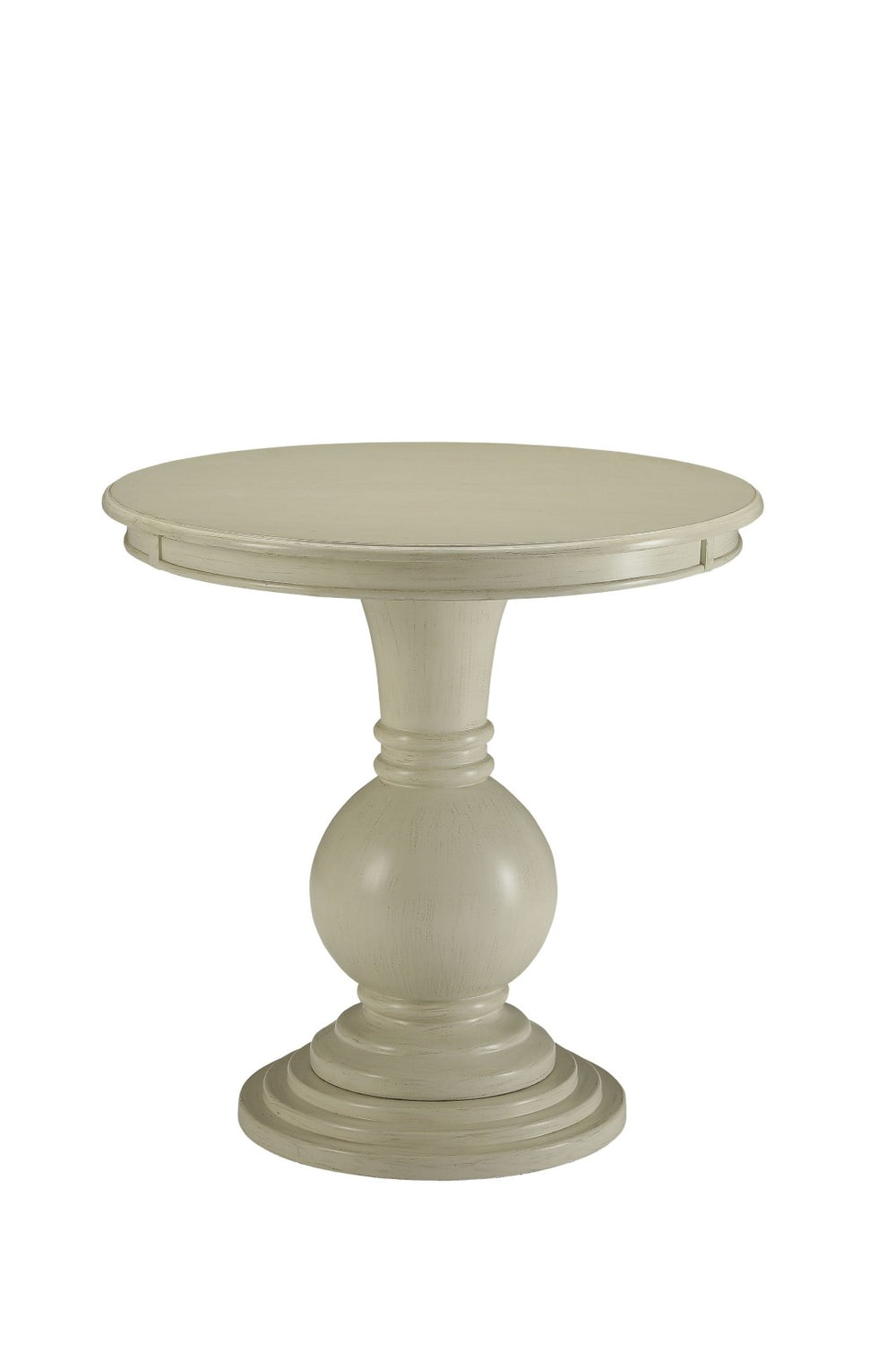 HomeRoots 26" White Round End Table – Elegant Pedestal Design for Living Room, Bedroom, or Entryway Use Antique White 286305