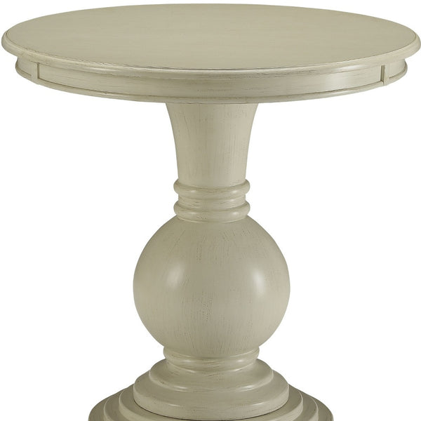 Homeroots 26" White Solid And Manufactured Wood Round End Table Antique White  286305