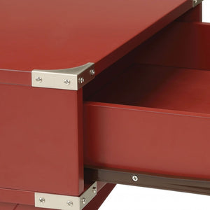 HomeRoots 24" Wood Cross-Legs End Table with Drawer – Stylish Modern Accent for Living Room or Bedroom Use Red 286306