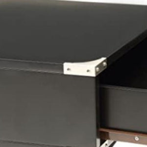 HomeRoots 24" Black Wood End Table with Drawer - Stylish X-Cross Legs, Ideal for Living Rooms & Bedrooms 286307